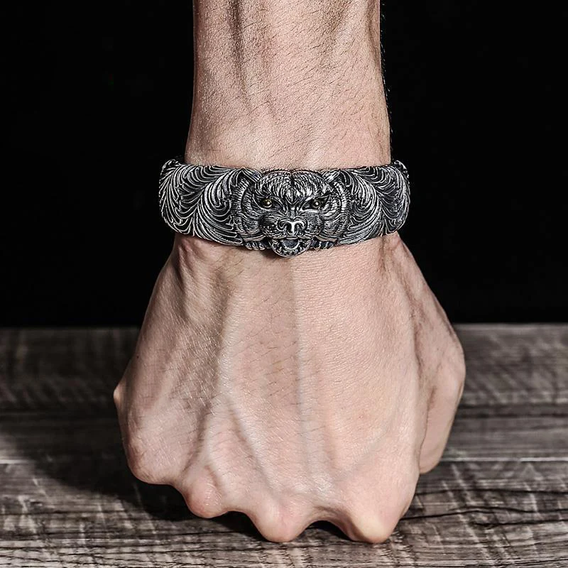 Новый браслет с головой тигра для мужчин в стиле ретро широкая версия модный