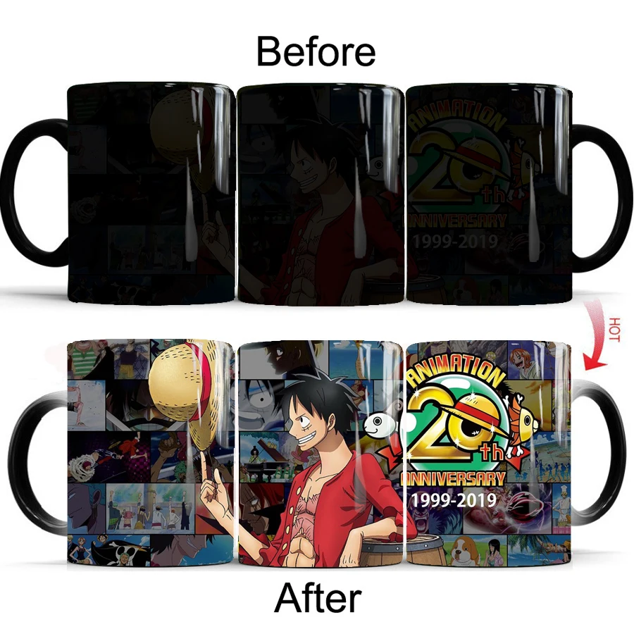 Цельная кружка на двадцатилетие меняющие цвет кофейные кружки luffy zoro 11 унций