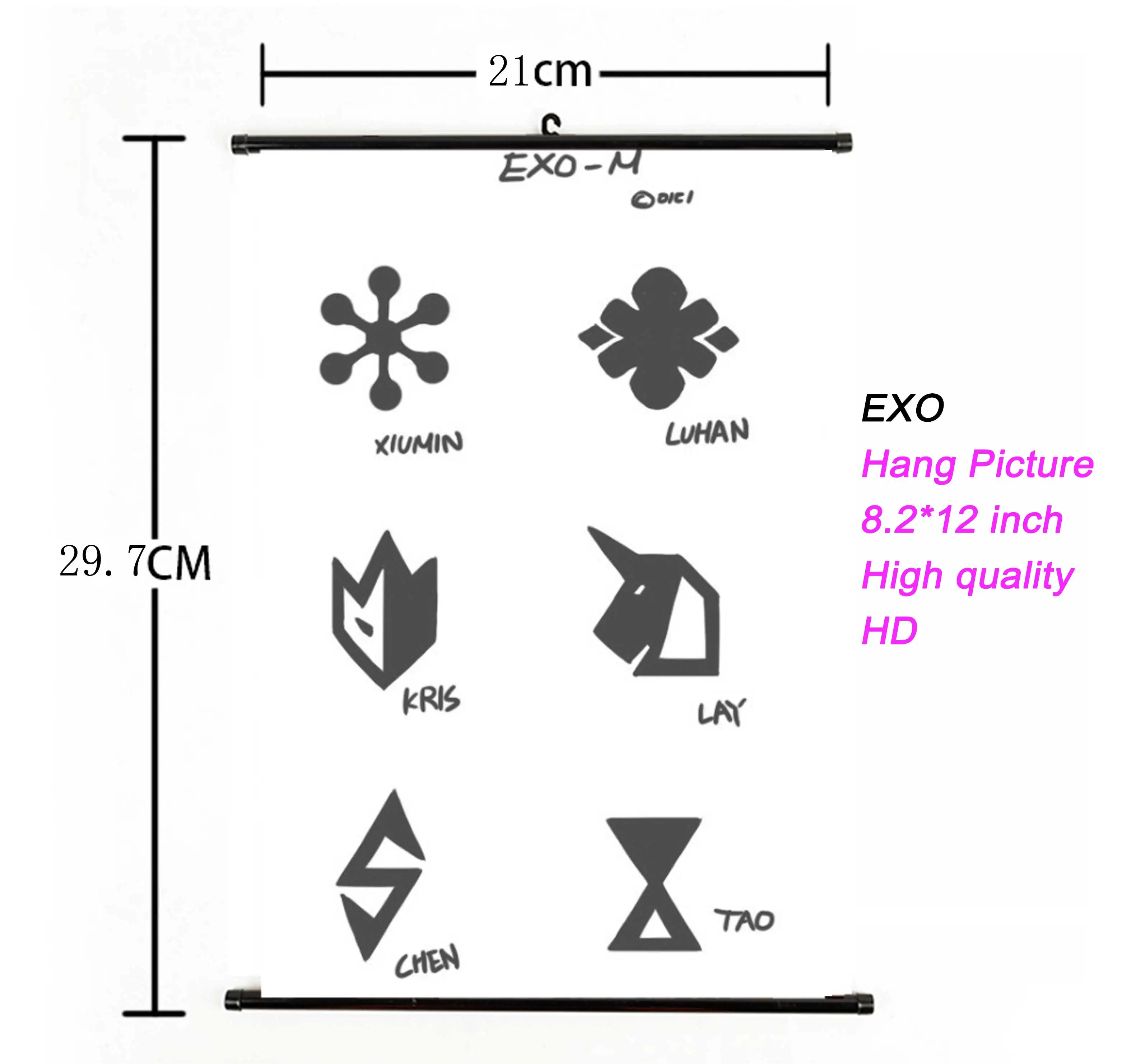 K-pop EXO альбом Висячие картины фото плакат Kpop EXO Висячие Плакаты для фанатов Коллекция подарков ткань 21*30 см Высокое качество