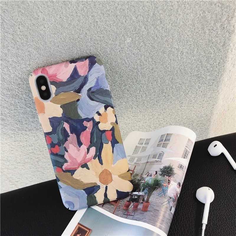 Lovebay Ретро окрашенный лист матовый чехол для iPhone X 7 6 6S 8 Plus XR XS Max картина цветок
