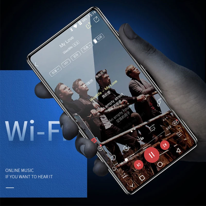 JWD orginial wifi Bluetooth MP4 плеер MP3 MP5 воспроизведение музыки ips полный сенсорный экран 5,0 дюймов