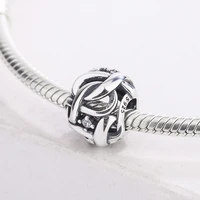 925 sterling silver woven infinity openwork pendant charm bracelet diy jewelry making for original pandora accessories