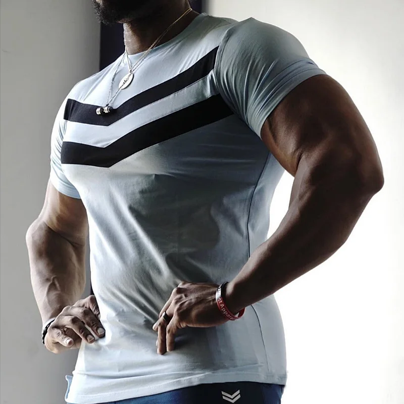 Мужская Летняя модная футболка для фитнеса уличная спортивная бега скалолазания