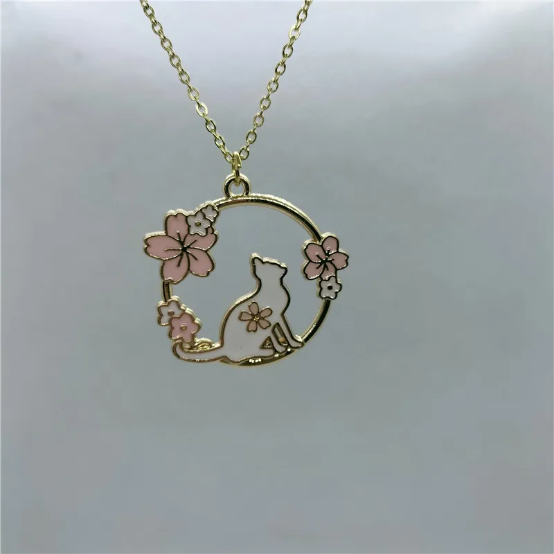 Yungqi эмалированные животные мультфильм Кот Цветок Кулон-венок ожерелье с