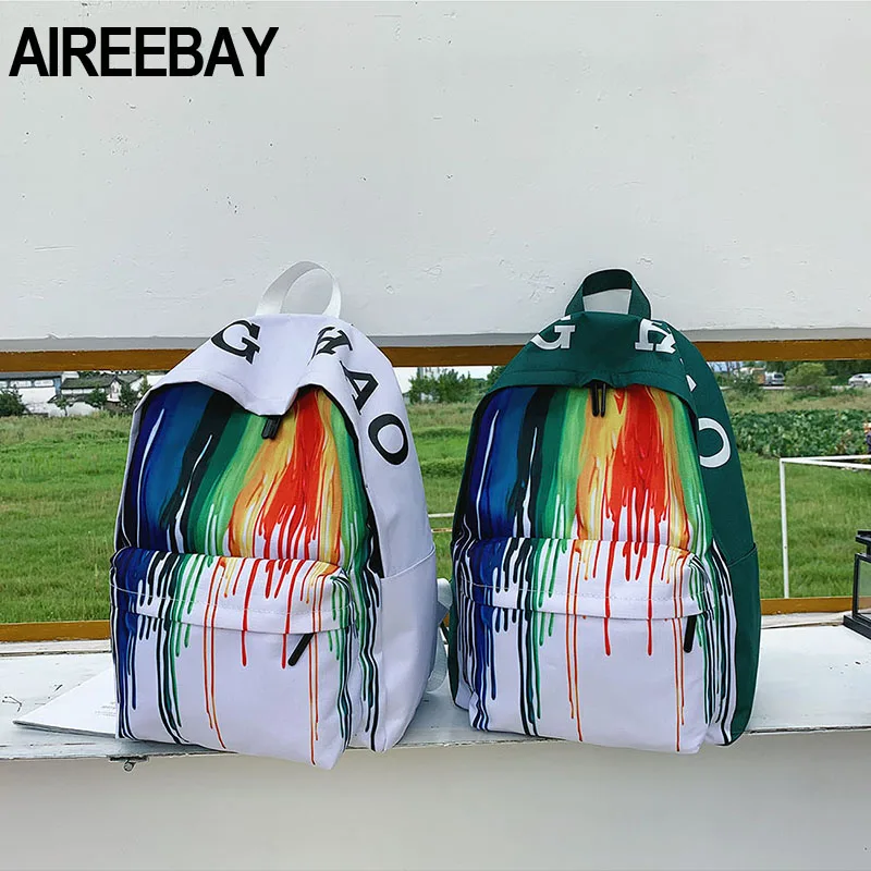 Рюкзак AIREEBAY в Корейском стиле для женщин дорожные сумки с принтом и несколькими