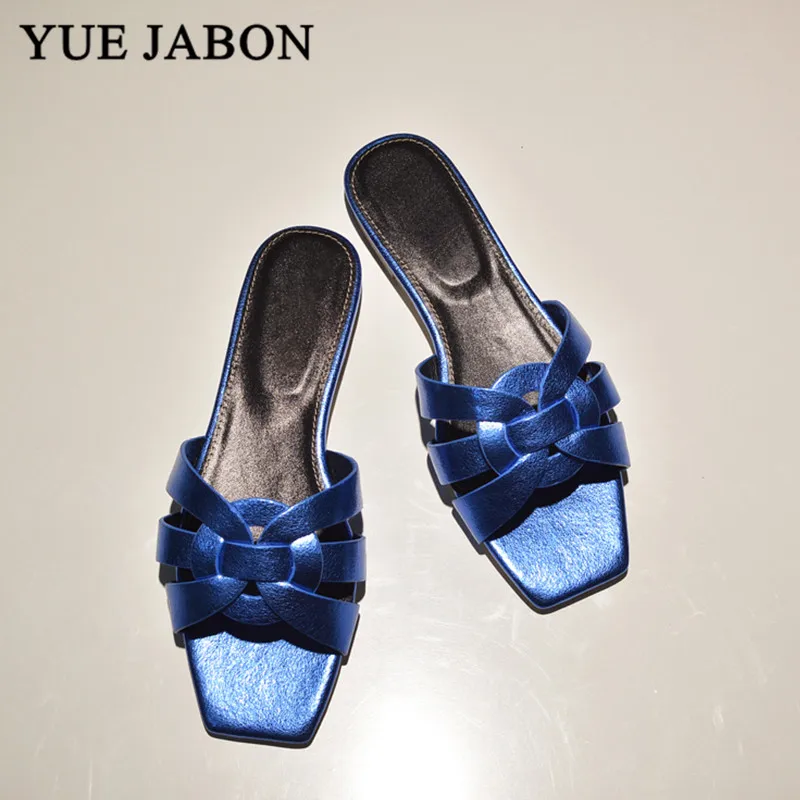 Женские шлепанцы на плоской подошве в итальянском стиле уличные пляжные с