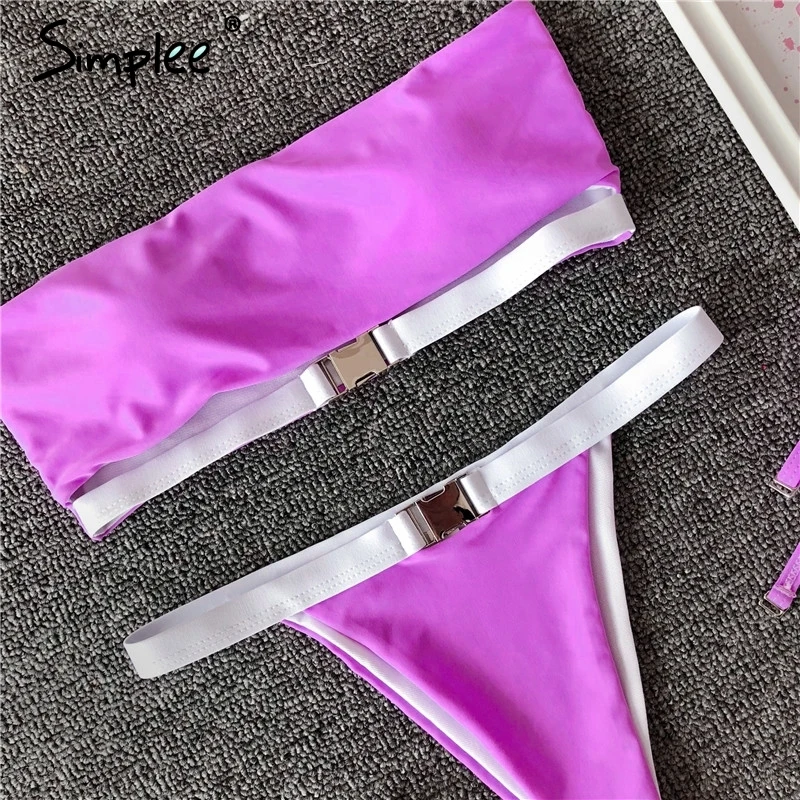 Женский купальник Simplee с леопардовым принтом купальный костюм микро топом и