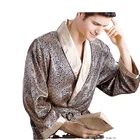 Мужской халат ночная рубашка Атласный халат кимоно Повседневная бальная юбка из пижамы размера плюс с принтом Золотой роскошный модный домашний халат M-5XL