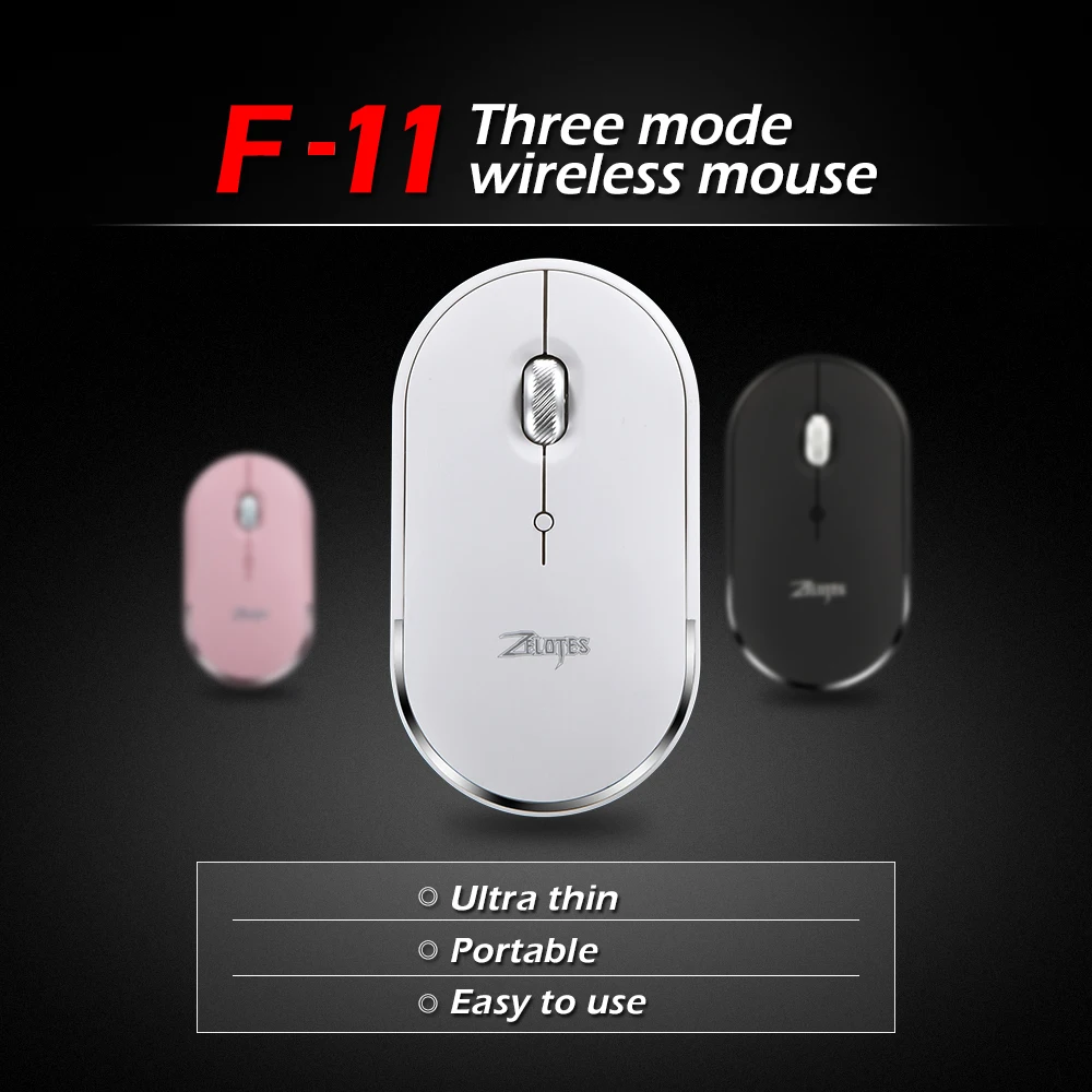 ZELOTES F11 трехрежимная беспроводная мышь 2 4G BT 3 0 5 офисная с регулируемой DPI заменой