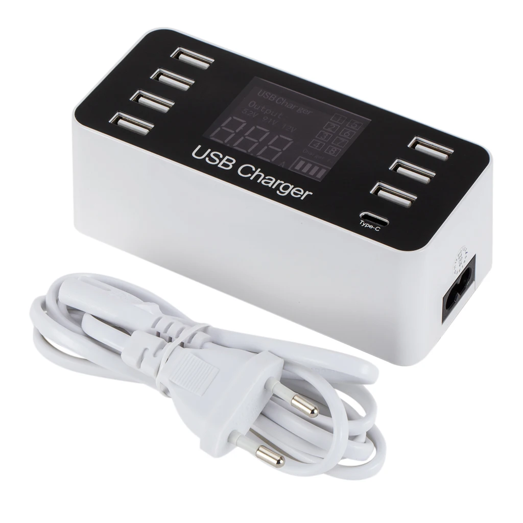 Многопортовое 7-портовое настольное умное зарядное устройство USB Type C 5V/8A для iPad