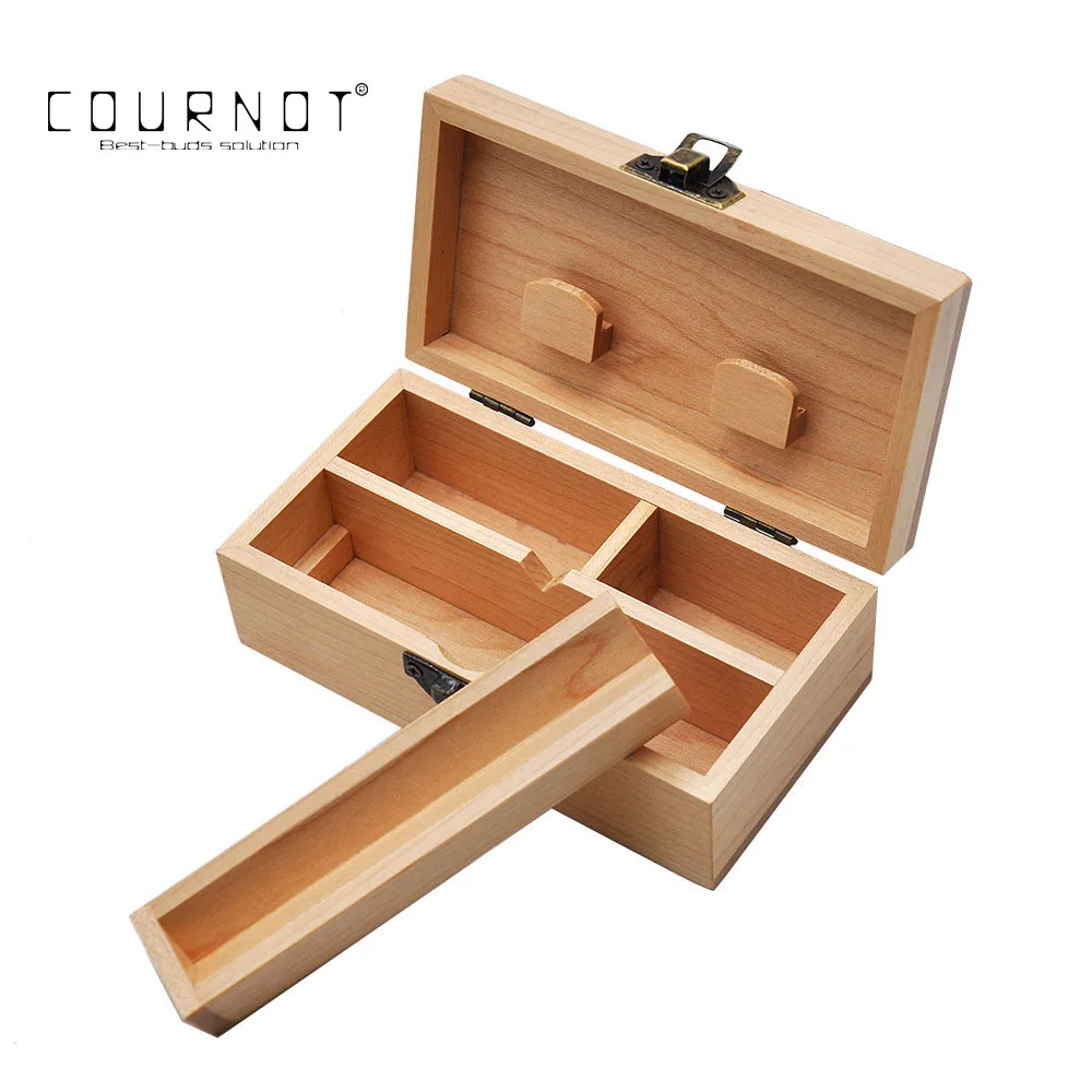 

COURNOT Wood Stash Box With Rolling Tray Natural Handmade Wood Tobacco and Herbal Storage Box For Smoking Pipe Accessories