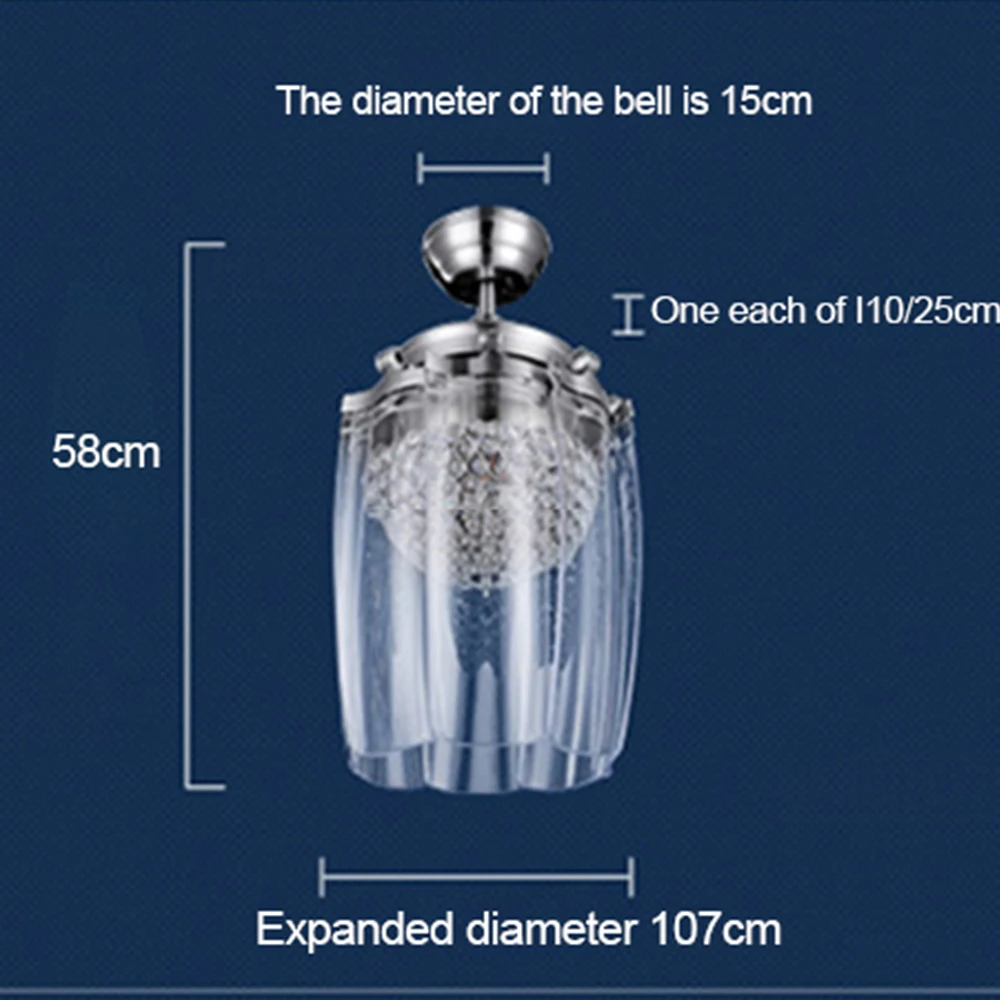 Затемнения 42 дюйма Хрустальный потолочный вентилятор люстра с Дистанционный