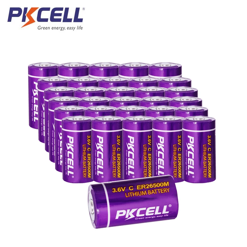 

30PCS PKCELL ER26500M Lithium Batteries 3.6V 6500MAH C size Li-SOCl2 (Power Type) ER26500