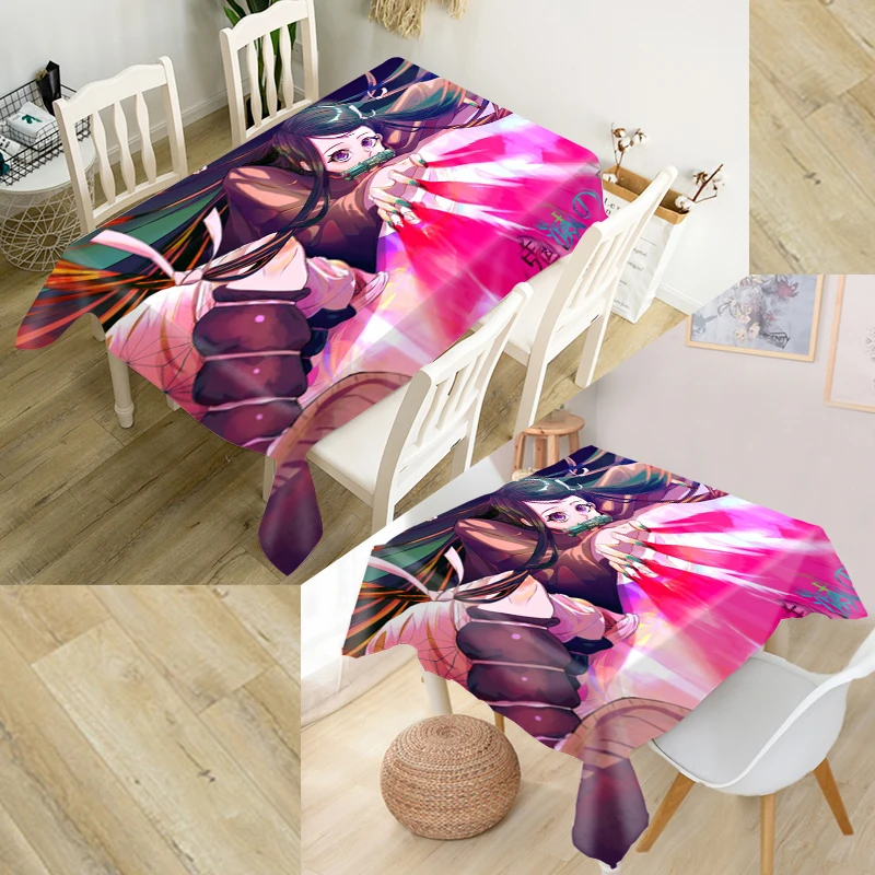 

Custom Demon Slayer Kimetsu No Yaiba Tablecloth Oxford Fabric Rectangular Waterproof Oilproof Table Cover Family Party
