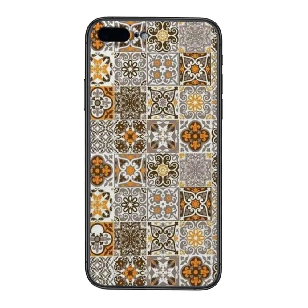 Для Apple iPhone 11 12 Pro Mini XS Max XR X 8 7 6 6S Plus 5 5S SE марокканская плитка Черная задняя Красивая