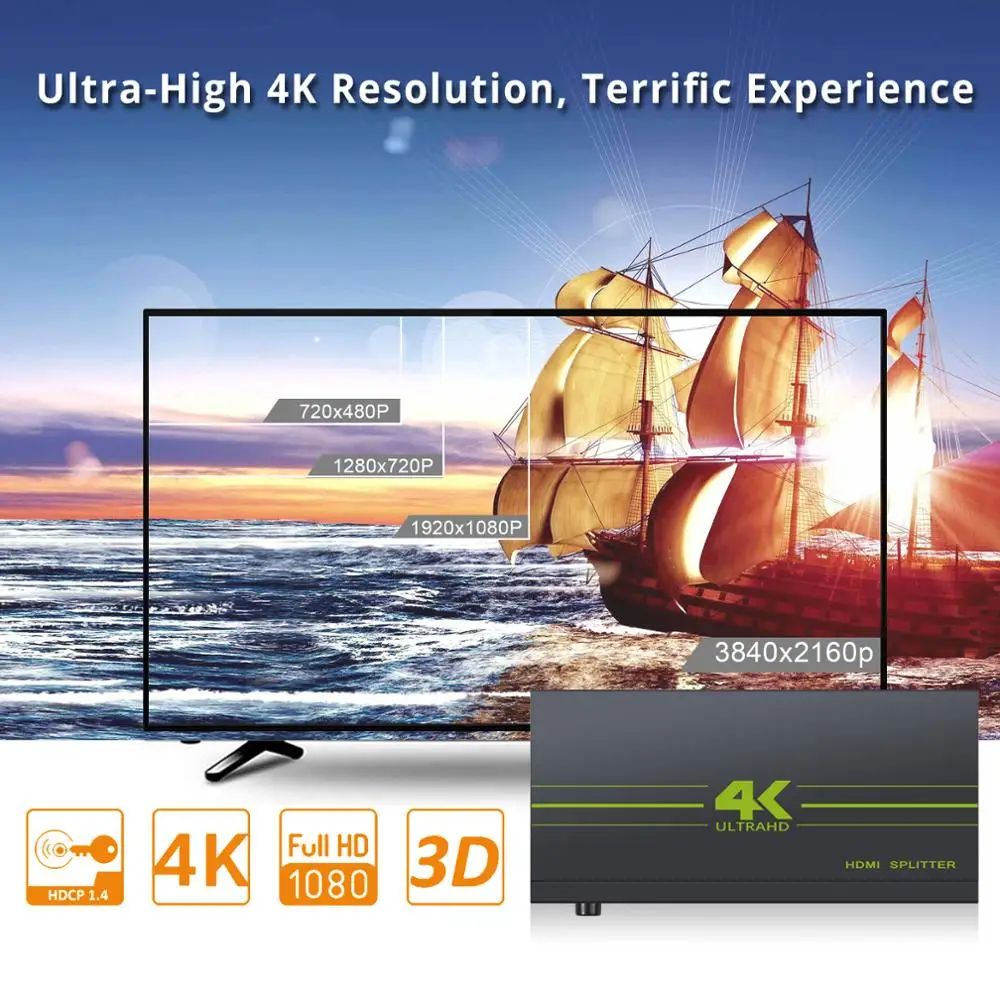 Разветвитель LiNKFOR Ultra HD 4K x 2K HDMI 1 в 4 выхода распределитель сигнала поддержка 1080P 3D