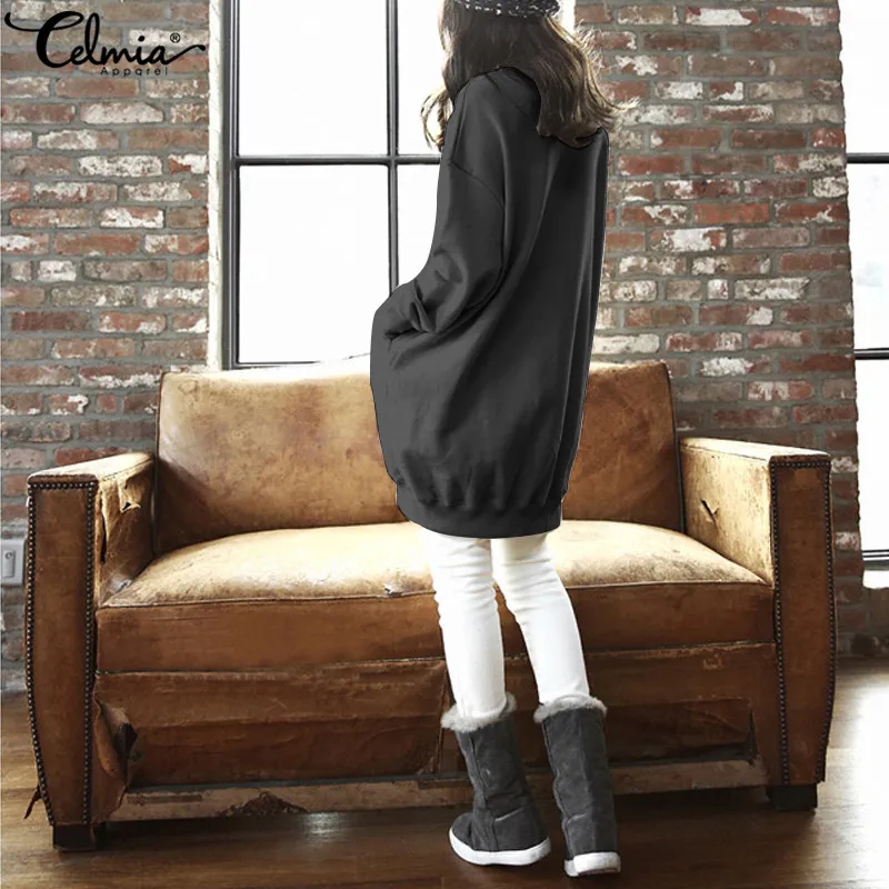 Женские повседневные свитшоты Celmia Осенние Топы большого размера зимние