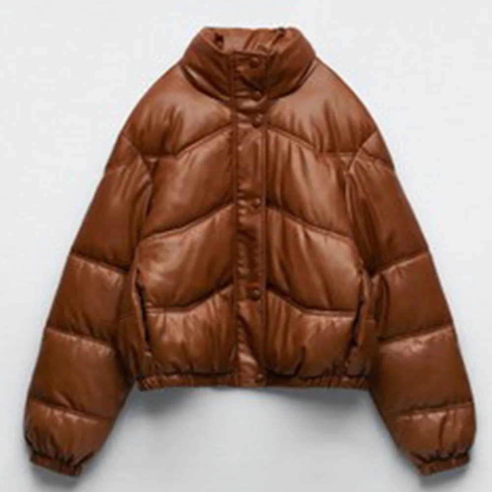 

Зимние плотные теплые короткие парки, женские модные черные пальто из искусственной кожи, женские элегантные хлопковые куртки на молнии дл...