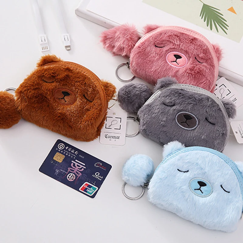 Kawaii плюшевый мультяшный медведь кошелек для монет чучела животные куклы