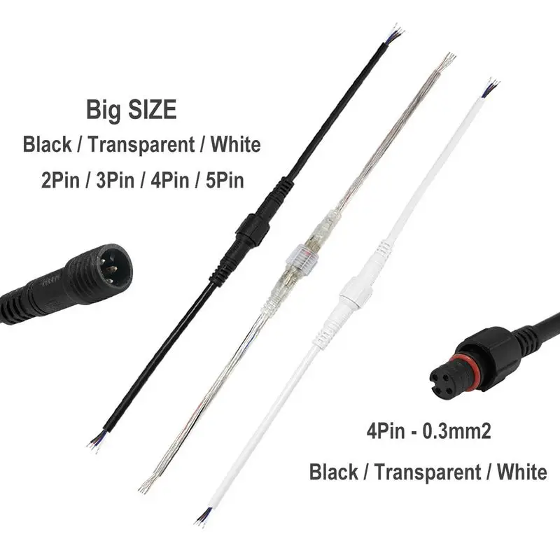 2pin/3pin/4pin разъем IP67 Водонепроницаемый провод светодиодный водонепроницаемый