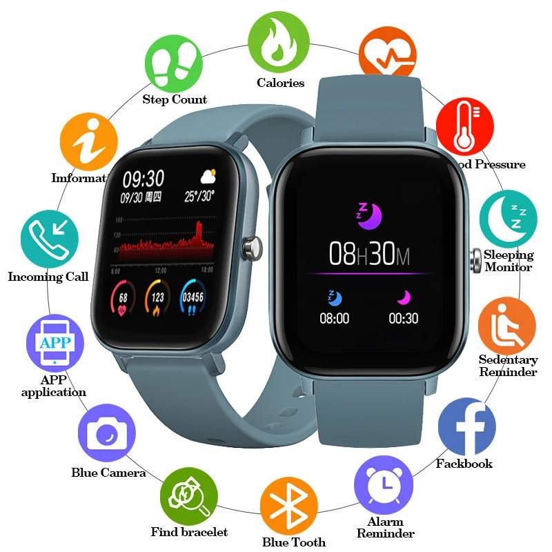 

P8 Sports Smart Watch Touch Screen Watch Fit Men Women Smartwatch Blood Pressure Heart Rate Monitor Smart Clock Girl Watch Reloj
