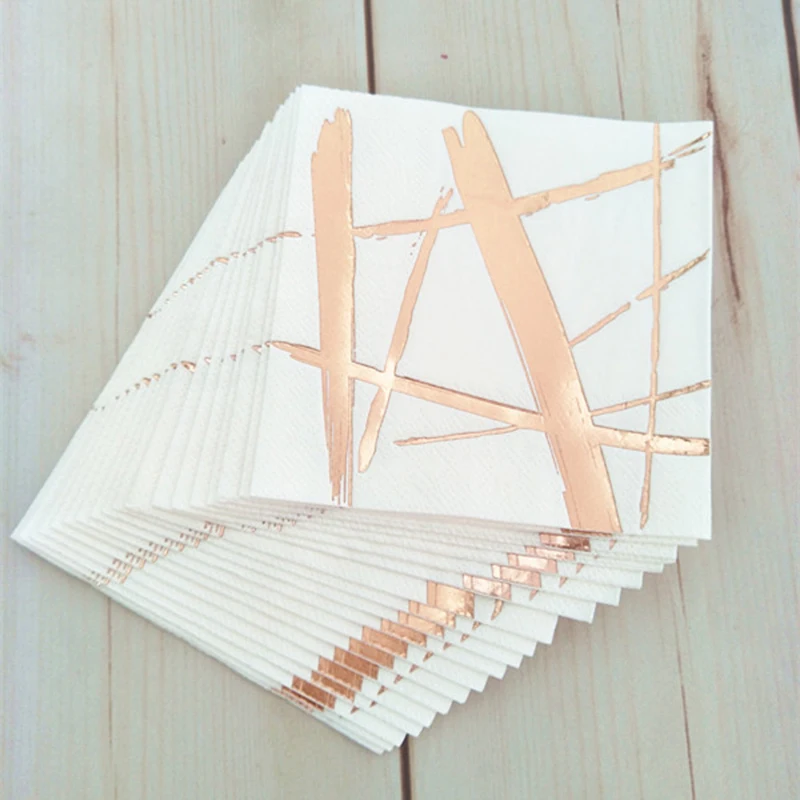 16 шт. бумажные салфетки под розовое золото|Одноразовая посуда для вечеринок| |