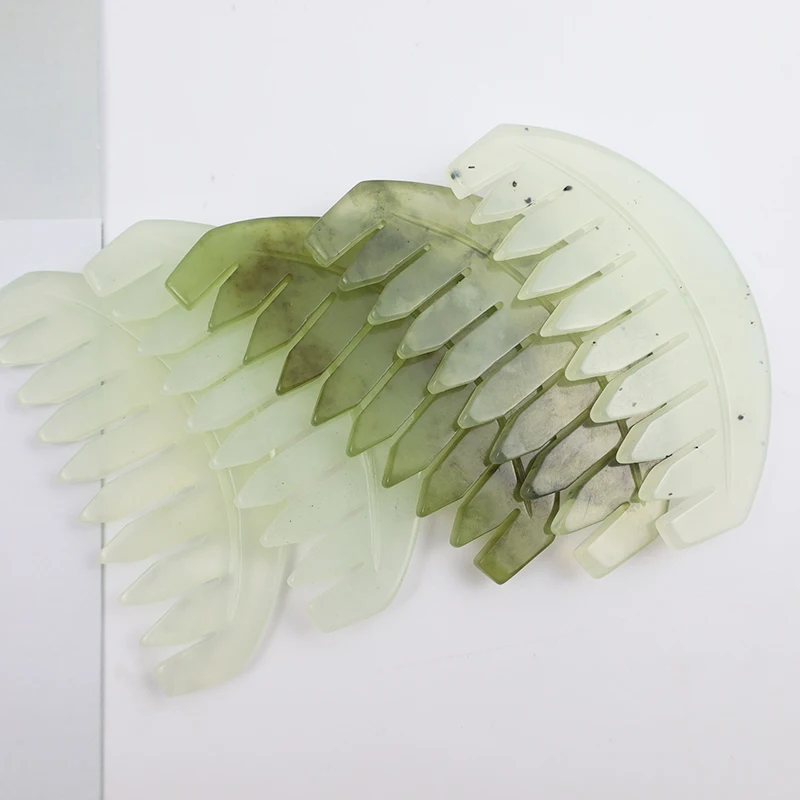 Расческа для волос Gua sha натуральный драгоценный Массажер кожи головы Нефритовая