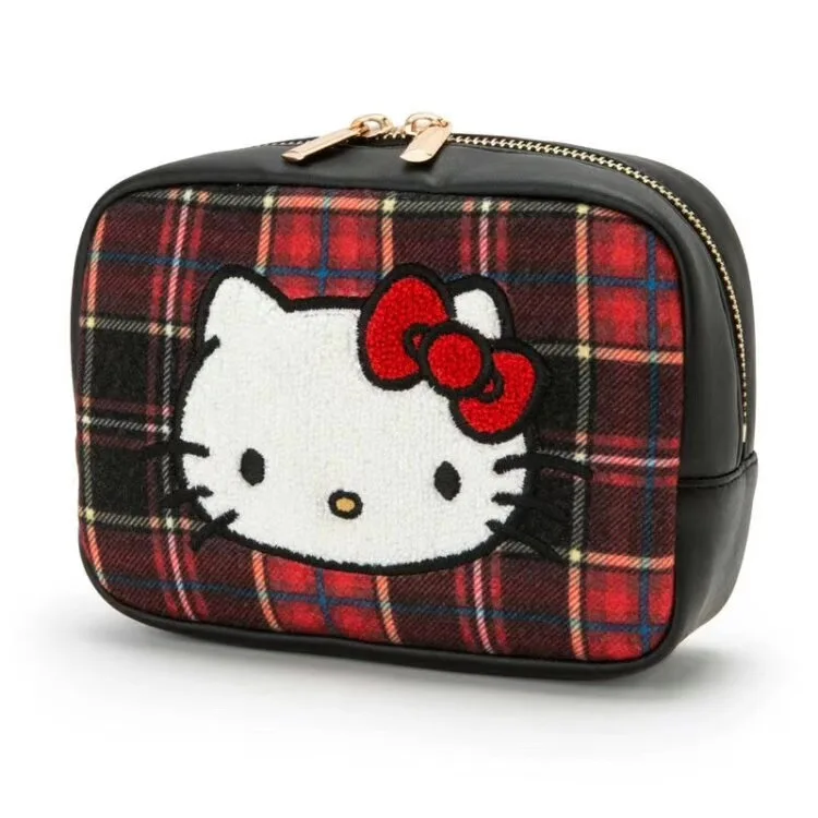 Sanrio косметичка Hello Kitty клетчатая сумка дамская сумочка кошелек с подвеской