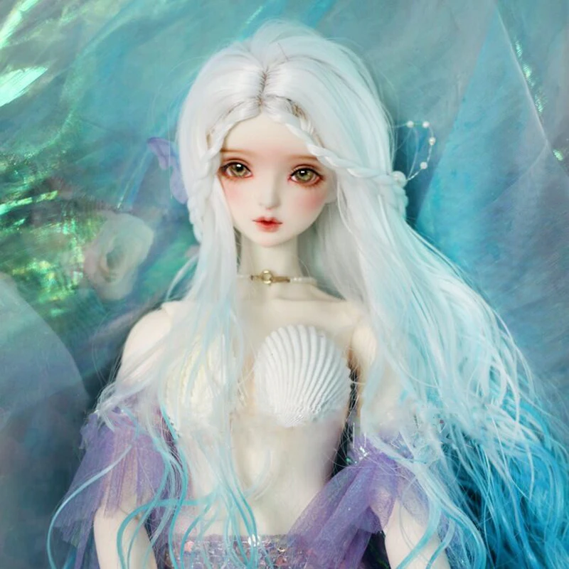 

bjd doll hair Purple Gradient Light Blue White Gradient Blue Curly Wig Dolls & Accessories for1/6 1/4 1/3 BJD Dolls