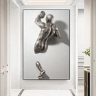 Металлическая Статуя, художественный плакат и принты, Картина на холсте, настенные художественные современные плакаты и принты для дома, гостиной, Декор