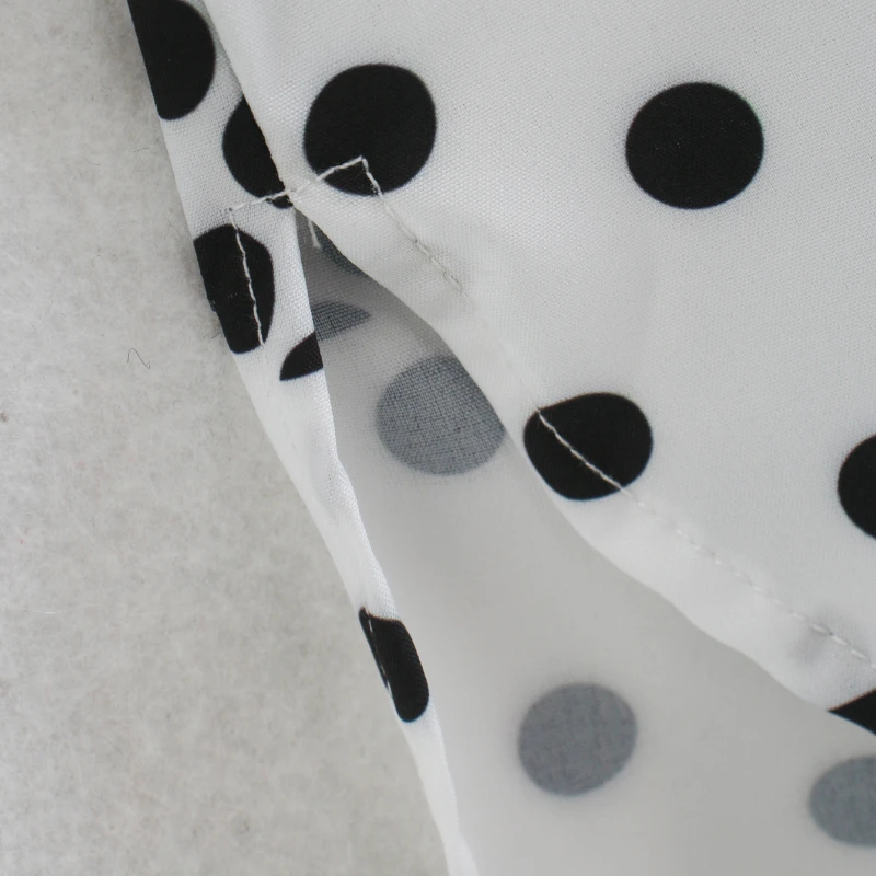 

New Women Vintage Dots Print Patchwork Casual Smock Blouse Office Ladies Breasted Femininas Shirts Chic Blusa Tops BHN0354