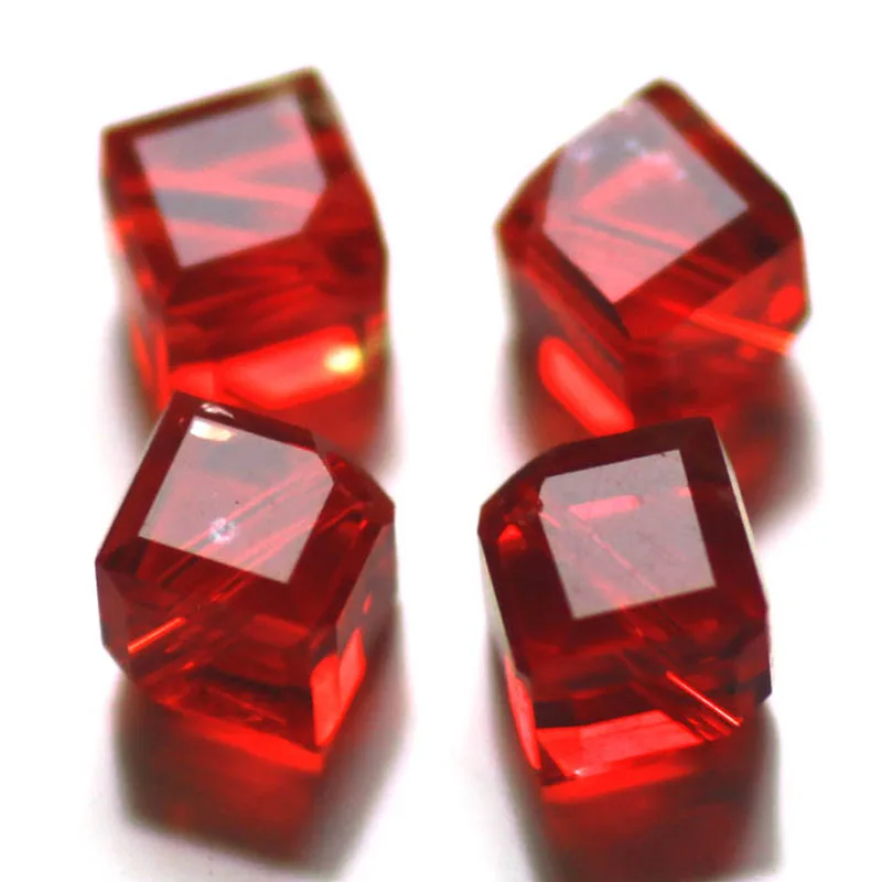 

AAA 5x5mm glass crystal cube beads cross hole jewelry findings beads 100pcs