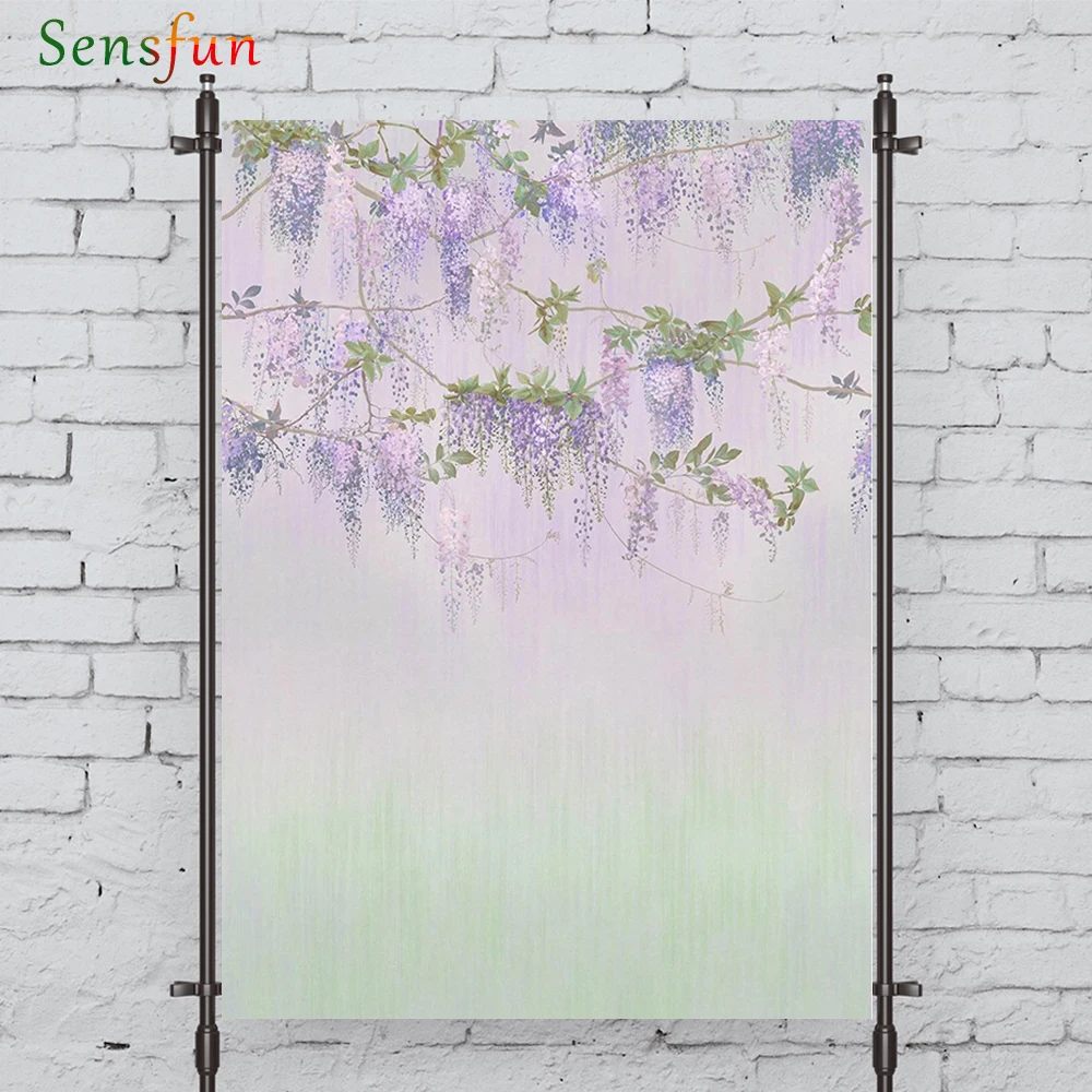 

LEVOO Photography Backdrop Natural Flower Purple Decoration Wall Backdrop Photocall Photobooth Studio Shoot Fabric