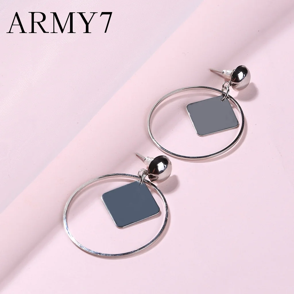 Современные большие круглые геометрические серьги в виде кубика висячие с