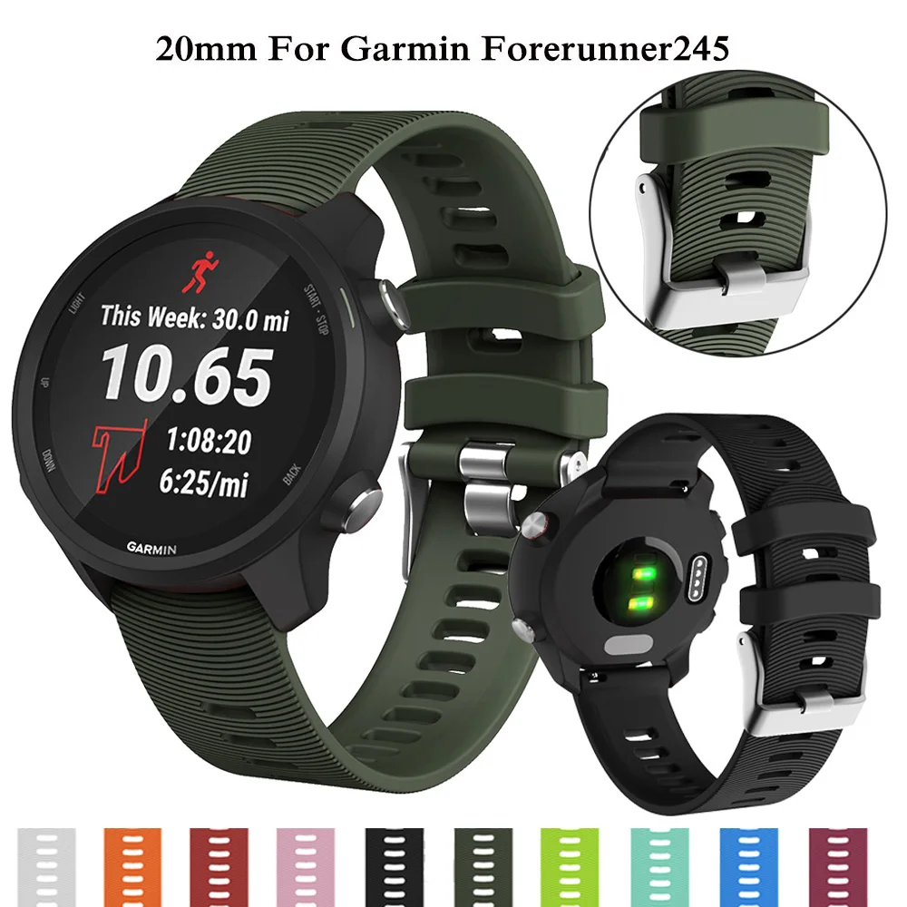 

20mm Sport Silicone Watchband Strap for Garmin Forerunner 245 245M 645 Vivoactive 3 Smart Bracelet Watch Band Colorful Wristband