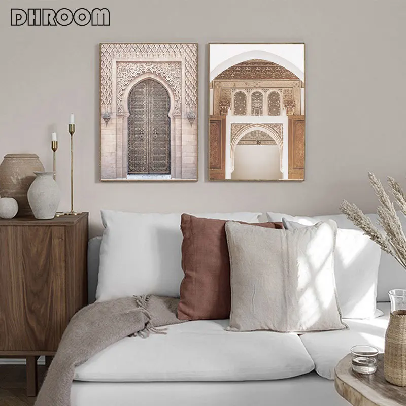 Morocco Arabic Door Architecture Canvas Painting Travel Landscape Poster Print Islamic Wall Art Picture Photography Muslim Decor | Дом и сад