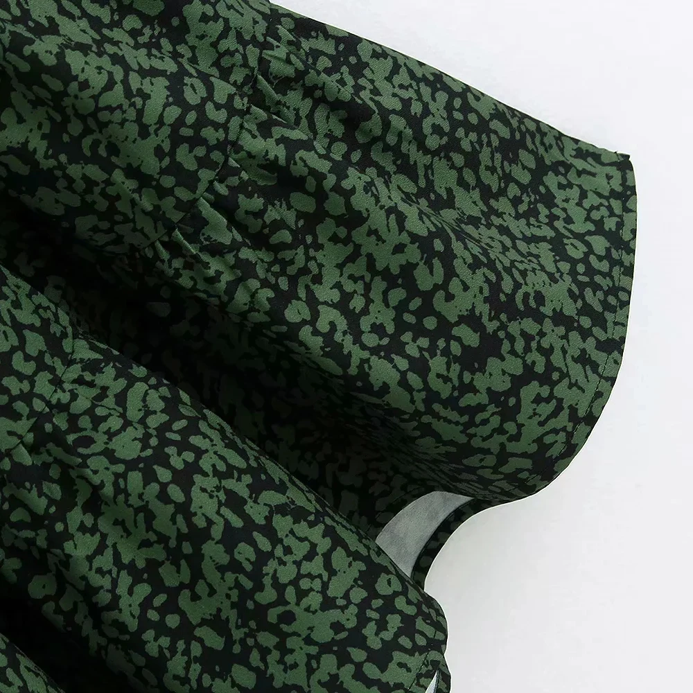 Новинка женское весеннее платье с длинным рукавом и v образным вырезом зеленое