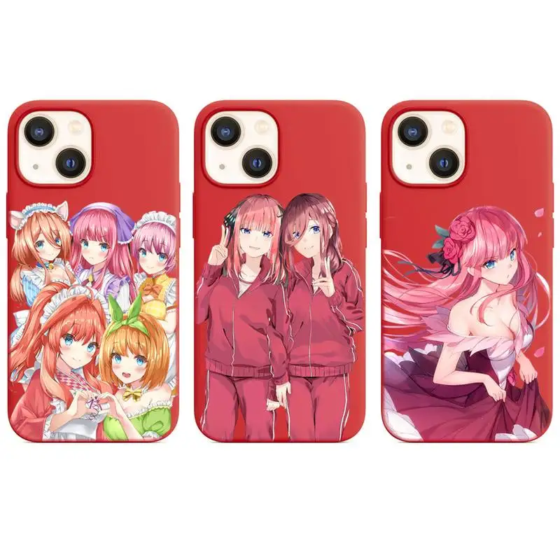 

Nakano Nino Anime Cartoon Phone Case Red Color For iPhone 13 12 11 Pro Max Mini X XR XS 8 7 6 Plus Shell Cover Coque Funda