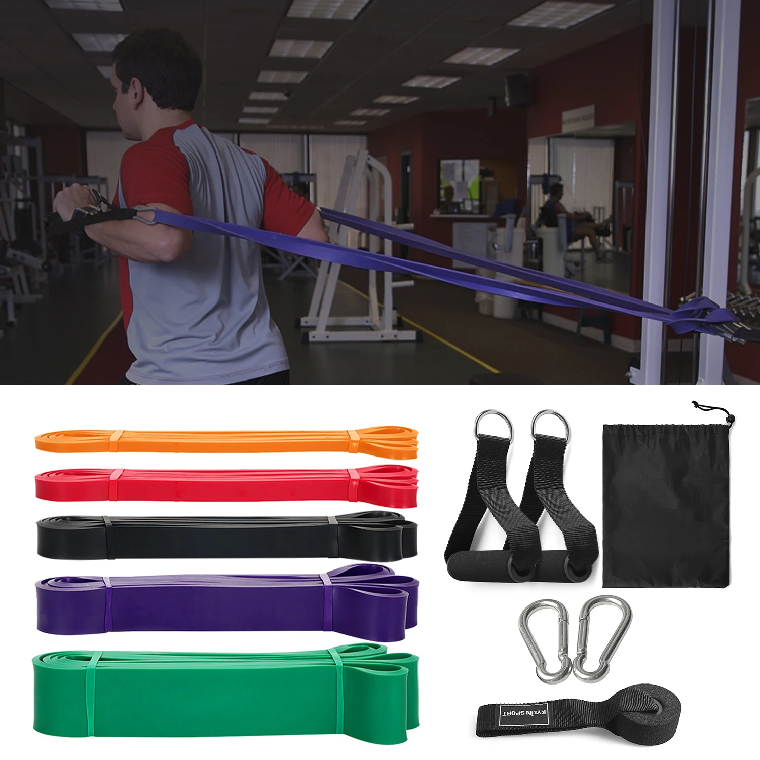 TOMSHOO 5pcs Pull Up Fitness Resistance Band Assist Bands Resistant Loop Exercise Stretch with Door Anchor + Handles | Спорт и