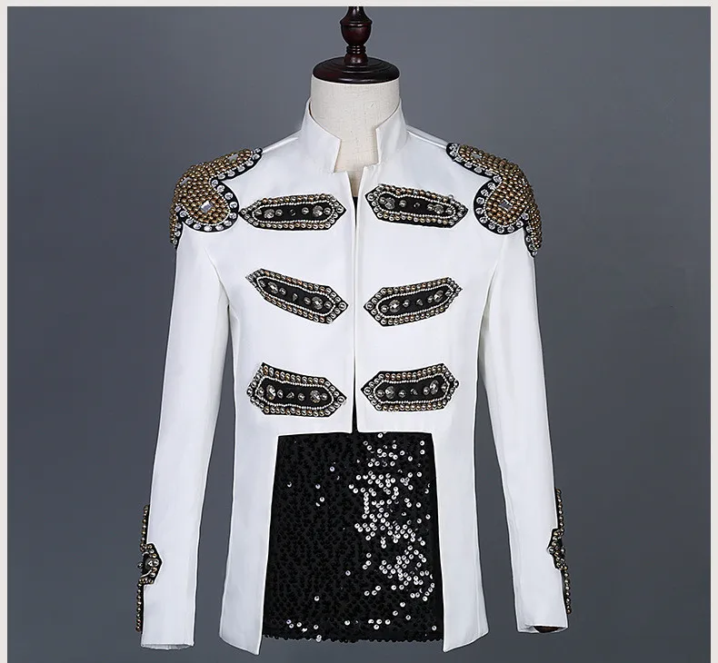 Женский сценический костюм мужской в панк-стиле Singer красная черная белая куртка