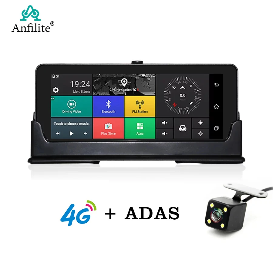 Автомобильный видеорегистратор Anfiite Android с зеркалом заднего вида, 4G, Bluetooth, gps навигация, автомобильная камера, видеорегистратор ADAS, видеорегистратор с sim-картой