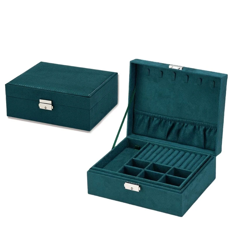 

Jewelry Box Organizer 2 Layer Leather Jewel Storage Case with Removable Tray F3MD