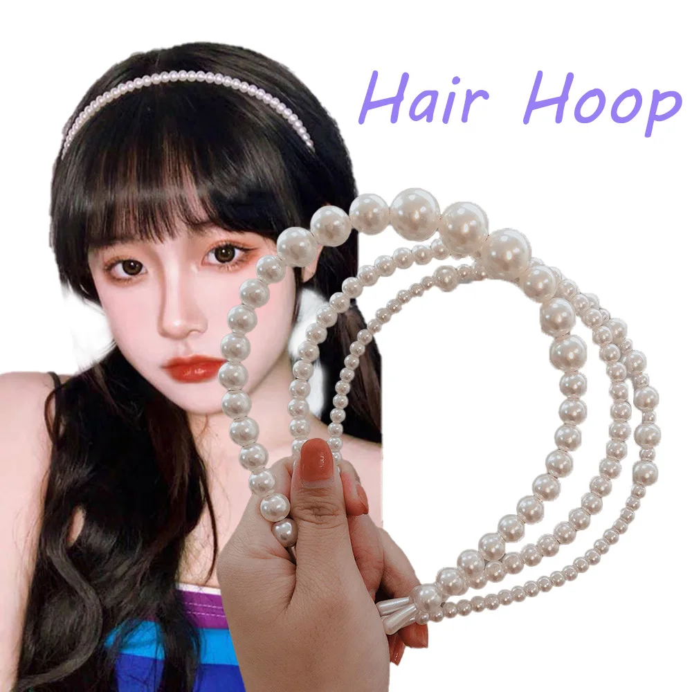 

New Elegant Imitation Pearls Hair Hoop Simple Sweet Hair Hoops Holder Ornament Head Band Lady Fashion Hair Accessories