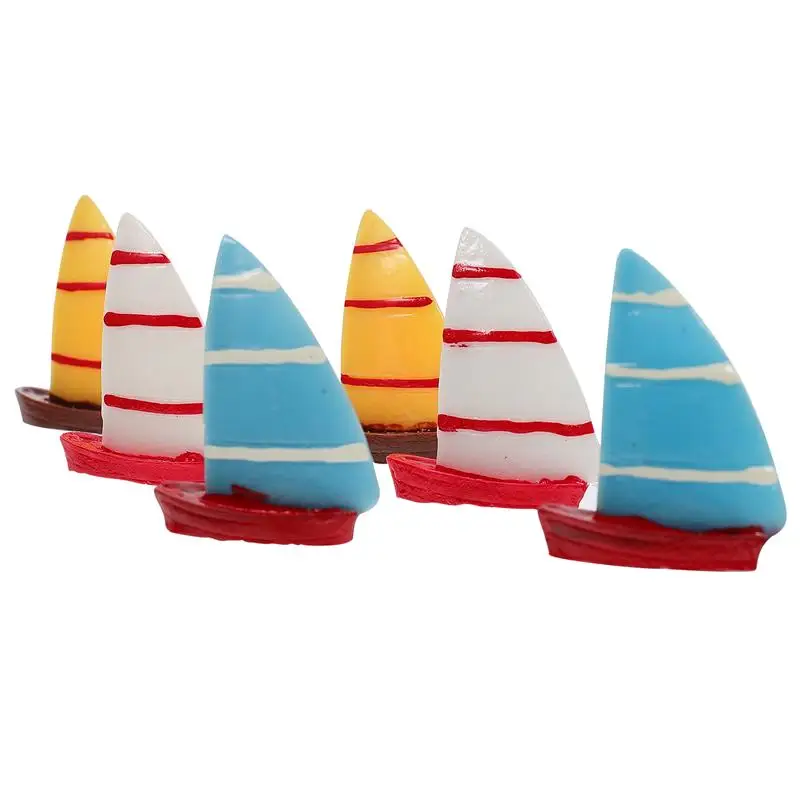 15/30Ps Mini Sailboat Models Realistic Boat Ornament Miniature Scene Decoration Micro Landscape Resin Sailing | Дом и сад