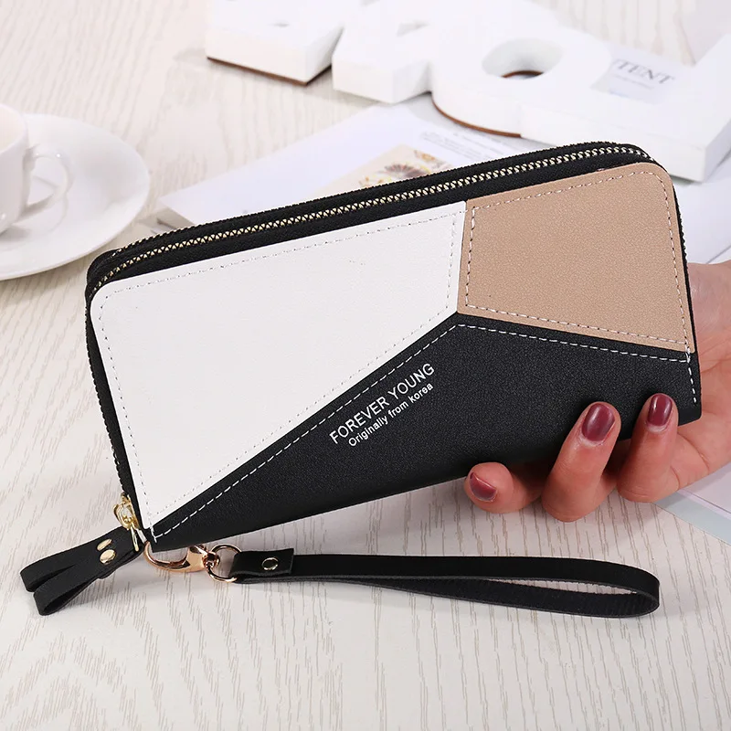 

2021 Fashion Women's Wallet Student Long Wallet Double Zipper Large Capacity Hand Bag Fashion Color Matching Mobile Phone Bag
