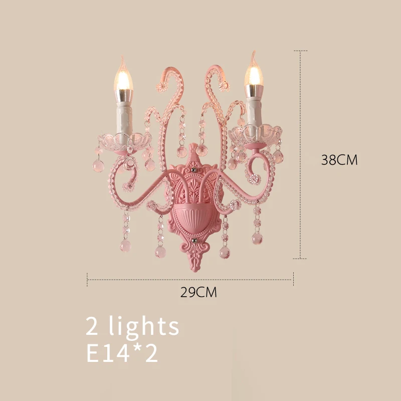 Розовые Настенные светильники для девочек комнатные хрустальные принцессы