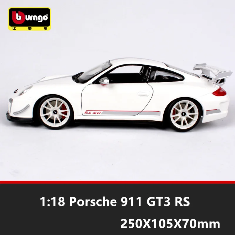 Bburago 1:18 911 GT3 RS модель автомобиля из сплава Модель автомобиля украшение автомобиля коллекция Подарочная игрушка Литье под давлением модель игрушка для мальчиков