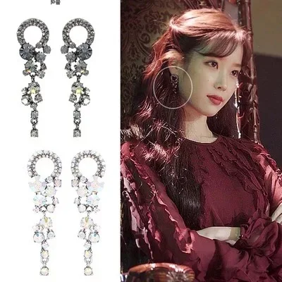 2 цвета Elegant DEL LUNA отель IU корейский dramas ТВ мода личности серьги Элегантные для женщин Серьги pendientes brincos орнамент