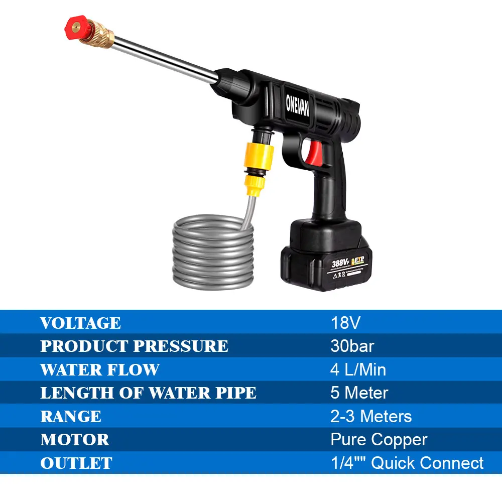 Купить Новейшая 30BAR беспроводная автомобильная мойка высокого давления, мойка для автомобиля, водяной пистолет, портативная мойка высокого давлен...