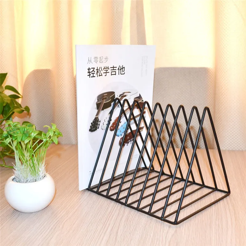 

Imixlot Nordic Simple Geometric Bookshelf Desktop Iron Art Bookends Multi-function Book Magazine Storage Organizer